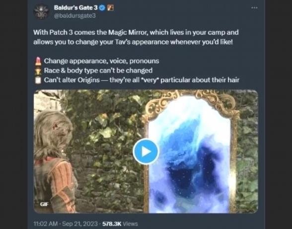 Baldurs Gate 3 Tweet sur Magic Mirror PcWZDiUm 3 5